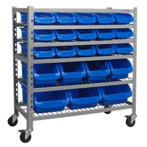 Sealey Mobile Bin Tool Storage System With Heavy Duty Castors - 22 Bins TPS22