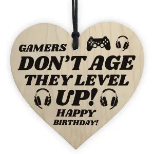 Red Ocean Gamer Birthday Gift For Son Brother Wooden Heart Gaming Sign Gift For Him