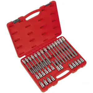 32pc RIBE Star Short & Long Socket Bit Set - 1/2" Square Drive Mechanic Vehicle