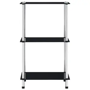 Berkfield 3-Tier Shelf Black 40x40x67 cm Tempered Glass