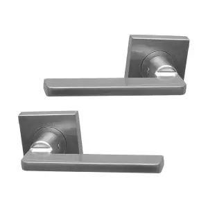 Intelligent Hardware - Internal Door Handle - Pair - Lever on Square Rose - Gemini - Satin Nickel