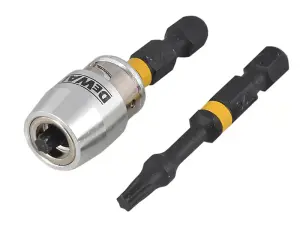 Dewalt DT70537T-QZ Impact Torsion Bits TX0 x 50mm x2 & Magnetic Screwlock Sleeve