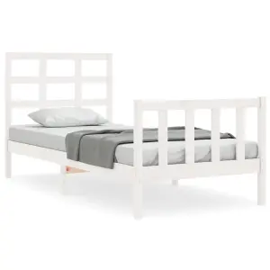 Berkfield Bed Frame with Headboard White 100x200 cm Solid Wood