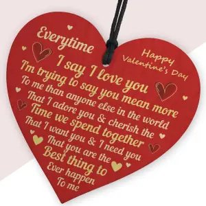 Red Ocean I Love You Gift For Valentines Day Wood Heart Valentines Gift Boyfriend Husband Wife Girlfriend