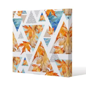 Autumn Geometrics with Maple Leaves (Canvas Print) / 46 x 46 x 4cm