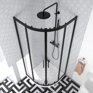 Nes Home Elton Matte Black Quadrant 800mm Shower Enclosure & Left Hand Vanity Combination Unit