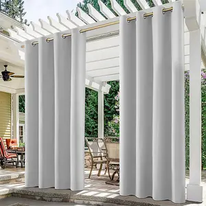 Gazebo Curtains Waterproof Blackout Curtains,Drapes Windproof UV Protection for Porch Gazebo Pergola,132 x 274cm Grey 1 Panel