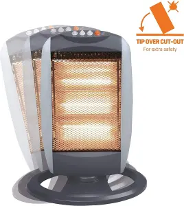 Oscillating Halogen Heater In Black, 1200W - Daewoo HEA1416