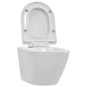 Berkfield Wall Hung Rimless Toilet Ceramic White