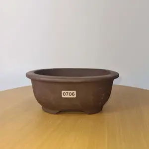 16cm Unglazed Bonsai Pot - Oval - 16cm x 13cm x 7cm - Brown