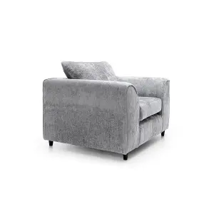 Harriet Crushed Chenille Armchair Chair in Light Grey