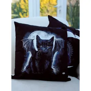 Spiral Bat Cat Filled Cushion Black (One Size)