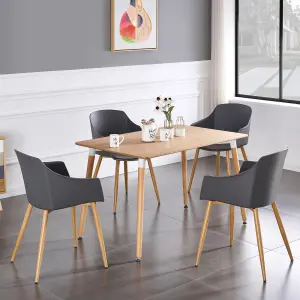 Eden Halo Dining Set with an Oak Dining Table and 4 Grey Dining Chairs