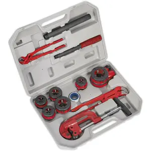 Premium Ratcheting Pipe Threading Kit - Versatile Sizes from 1/4" to 1 & 1/4" BSPT with Cassette Style Die Heads