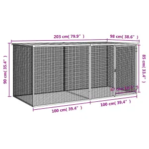 Chicken Cage with Roof Anthracite 203x98x90 cm Galvanised Steel