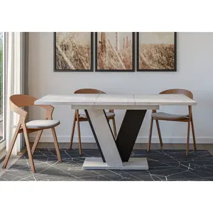 Extendable Dining Table Ameila Light Grey/Black