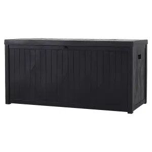 430L Waterproof Plastic Outdoor Garden Storage Box with Lockable Lid, Black