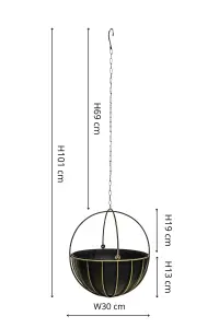 Indoor Kensington Brass Hanging Planter H34Cm D30Cm