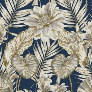 Wild Lillies Wallpaper Blue Grandeco A61004