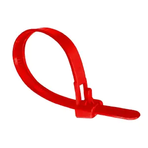 100 x Red Releasable Cable Ties 250mm x 7.6mm Reusable Wire Tidy Zip Straps