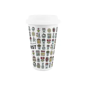 Florist Ceramic Travel Mug - Novelty Floral Gifts/New Job Presents - Double-Walled Insulated Hot/Cold Drinks Cup