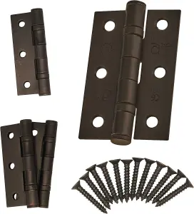 EAI - 3" Internal Door Hinges & Screws G7 FD30  - 76x50x2mm Square - Dark Bronze - Pack 2 Pairs