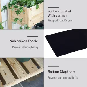 Outsunny Wooden Raised Garden Bed Plant Stand Box with Clapboard 100 x 40 x 84cm