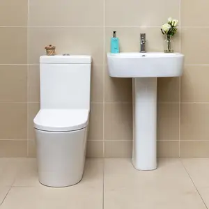 Fable White Ceramic Close Coupled Toilet with Anti Bacterial Glaze & Soft Close Seat