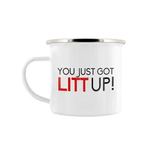 Grindstore You Just Got Litt Up Enamelled Mug White/Black (One Size)