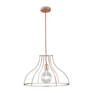 Luminosa FRIDA Wire Frame Pendant Ceiling Light Pink Gold 50x35.5cm