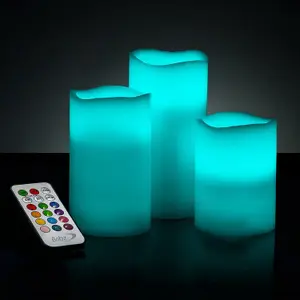 4Pc Colour Changing Led Wax Mood Candles Vanilla Scented Flameless With Remote