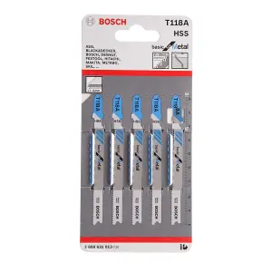 5 x Bosch T118A 92mm Thin Sheet Metal Jigsaw Blades