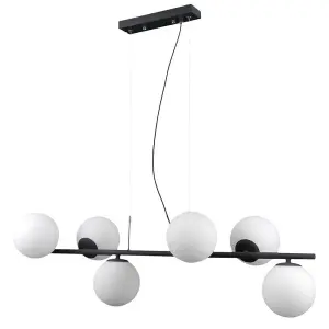 Luminosa Modern Hanging Pendant Black 6 Light  with White Shade, G9