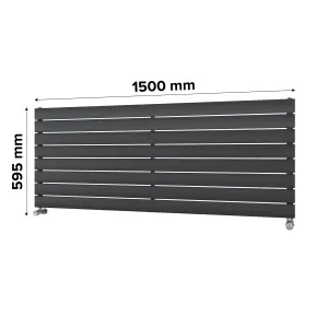 Ximax Vertirad HWH1195600A Anthracite Gas Horizontal Designer panel Radiator, (W)1500mm x (H)595mm