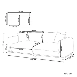 3 Seater Fabric Sofa Light Grey LUVOS