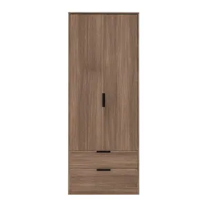 Fuji 2 Door 2 Drawer Wardrobe in Carini Walnut (Ready Assembled)