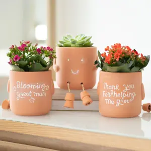 Terracotta Blooming Great Mum Sitting Plant Pot Pal