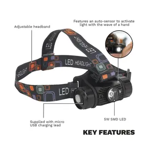 Sealey Rechargeable Head Torch 5W SMD LED Auto-Sensor HT108LED