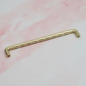 192mm Brass Gold Cupboard Handles Textured Grooved Knurled Bar Pull Kitchen Cabinet Door Drawer Dresser Replacement