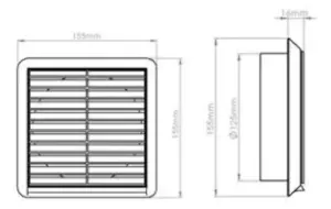 125mm Terracotta Louvered Grille Vent (5" Spigot)