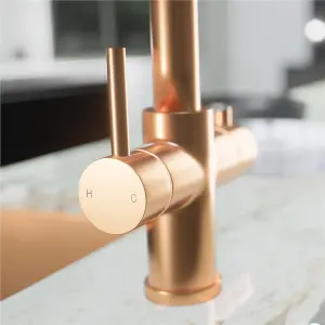 Liquida EBT311CP 3 In 1 Brushed Copper Kitchen Instant Boiling Hot Water Tap