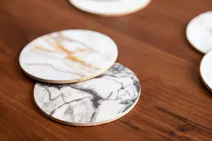 Maison by Premier Dia 6Pc Marble Effect Assorted Cork Coasters