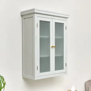 Melody Maison Grey Frosted Glass Fronted Wall Cabinet 75cm x 57cm