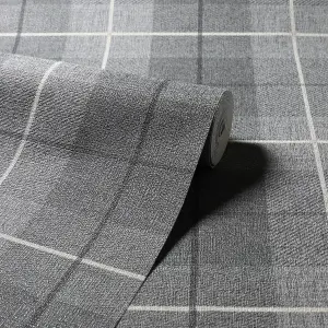 Arthouse Country Tartan Charcoal Wallpaper