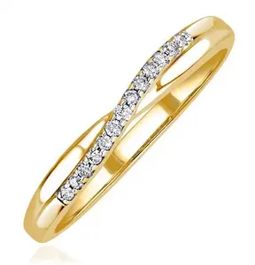 Lab Diamond Half Eternity Wave Ring 0.05Ct In 18K Gold Vermeil