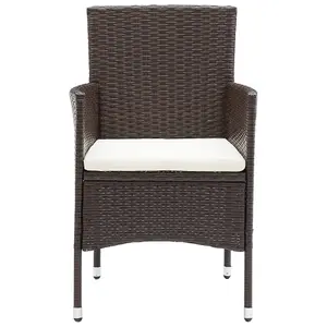 Berkfield Garden Dining Chairs 4 pcs Poly Rattan Brown