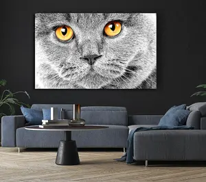 Serious Grey Cat Canvas Print Wall Art - Medium 20 x 32 Inches