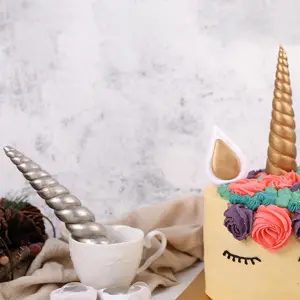 Haven Large Unicorn Cake Decoration  With 1 horn, 2 ears and 2 eyelashes., Silver