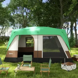 Outsunny Camping Tent with 3000mm Waterproof Rainfly & Screen Panels, Green