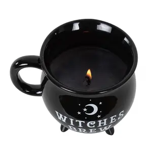 Something Different Witches Brew Cauldron Candle Holder Black/White (One Size)